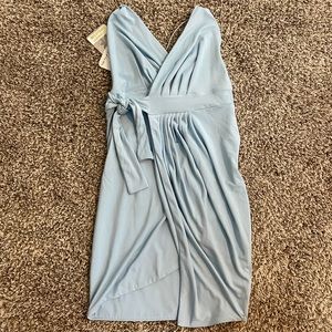 Baby blue tight mini wrap dress